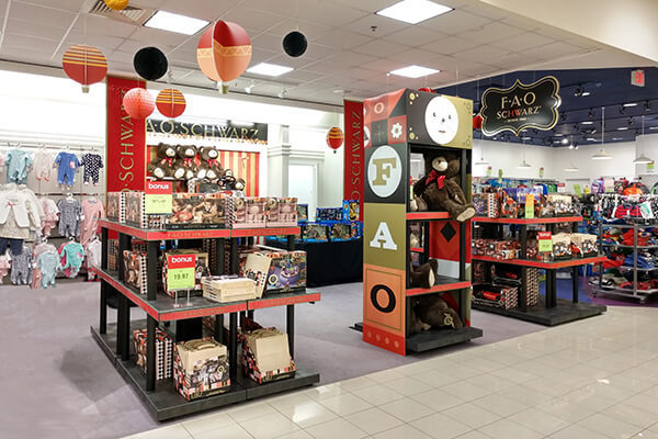 Displays of general merchandise in a store