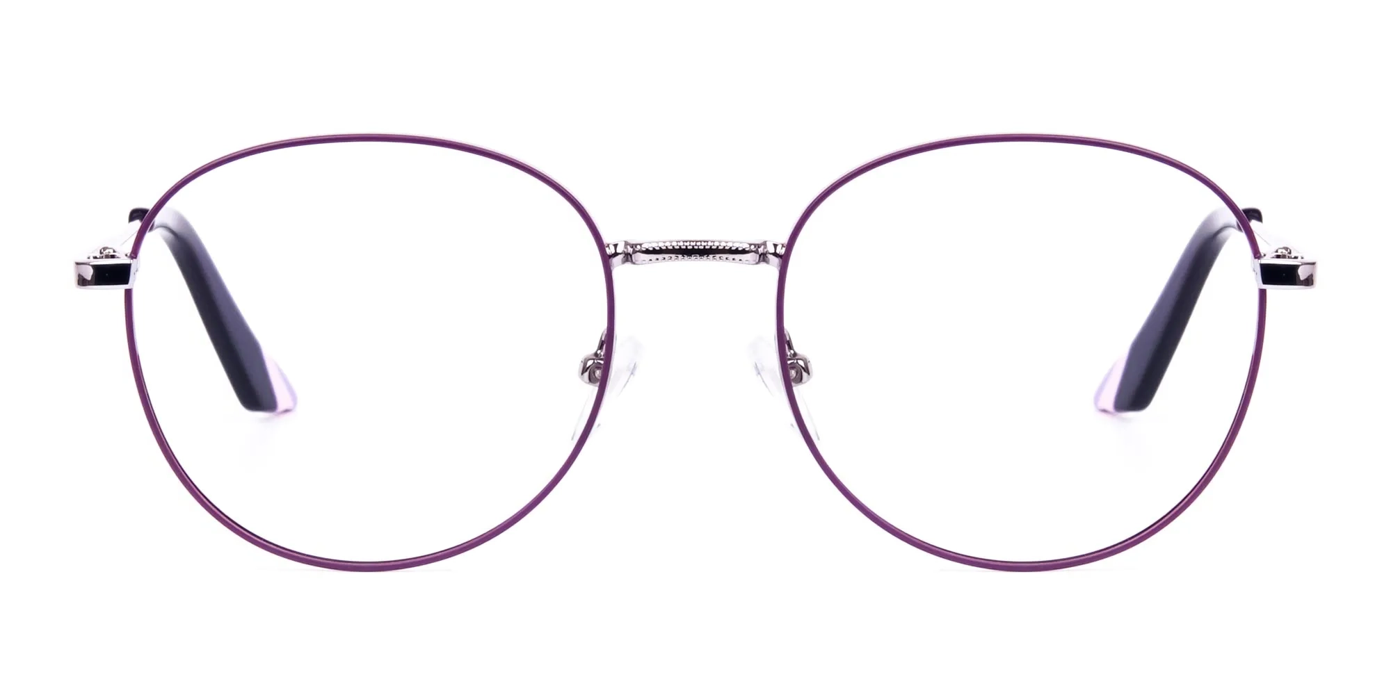 Purple and Silver Metal Round Glasses -1