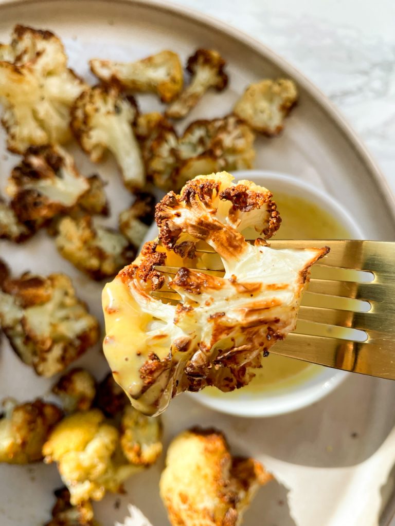 Air Fryer Cauliflower served with Maple Mustard Sauce