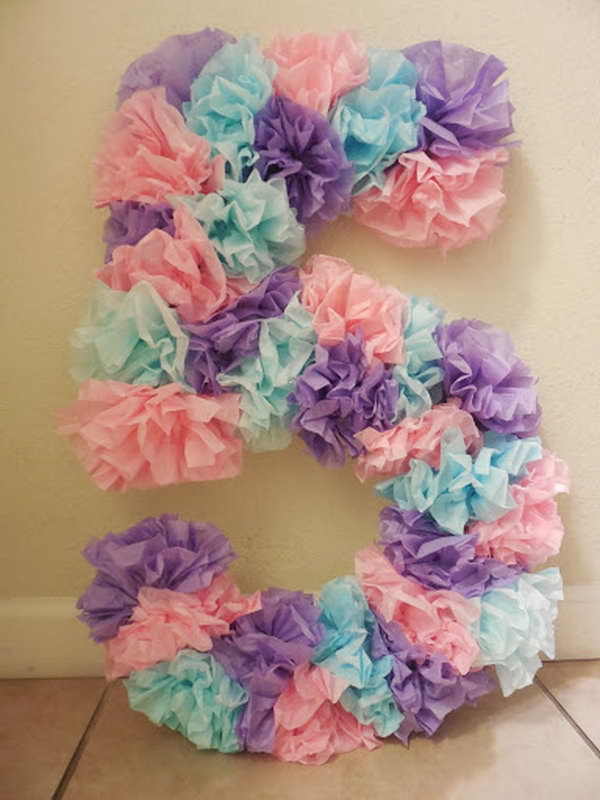 Tissue paper birthday number, 