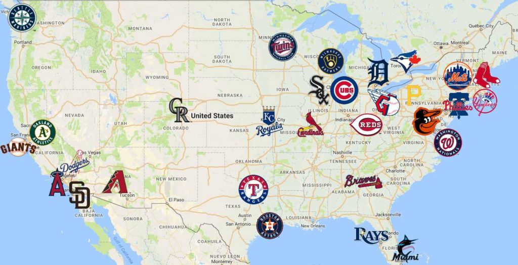 Map Of All Mlb Teams - Arlene Natassia