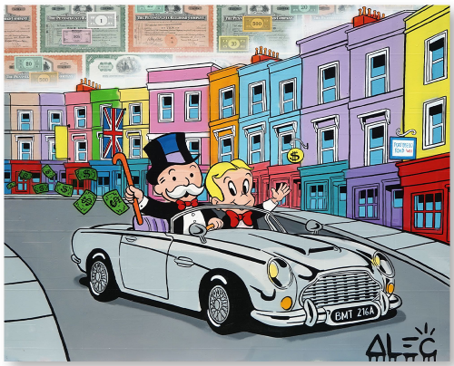 Monopoly and Richie Driving Portobello Road