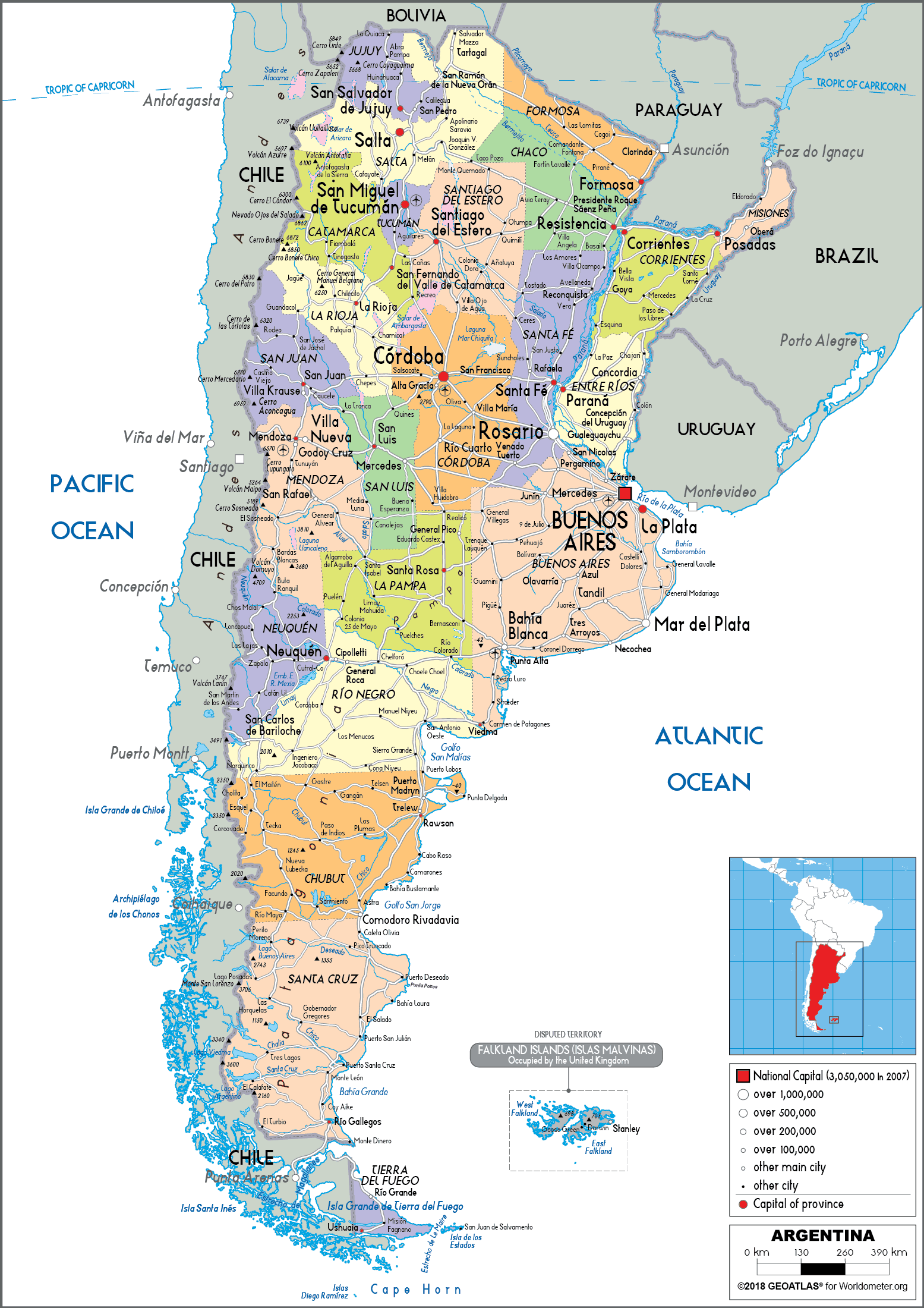 Argentina Map (Political) - Worldometer