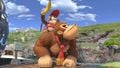 Taunting with Diddy Kong holding a banana on Great Bay.