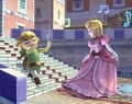 Taunting alongside Peach on Delfino Plaza.