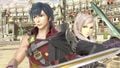 Chrom's red costume and female Robin on Coliseum.