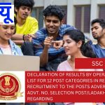 DECLARATION OF RESULTS BY OPERATING RESERVE LIST FOR 12 POST CATEGORIES IN RESPECT OF RECRUITMENT TO THE POSTS ADVERTISED VIDE ADVT. NO. SELECTION POST/LADAKH/2023- REGARDING