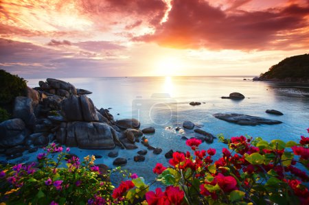 Foto de Tranquilo complejo de playa, hermosa gloria de la mañana en el Koh Samui, Tailandia - Imagen libre de derechos