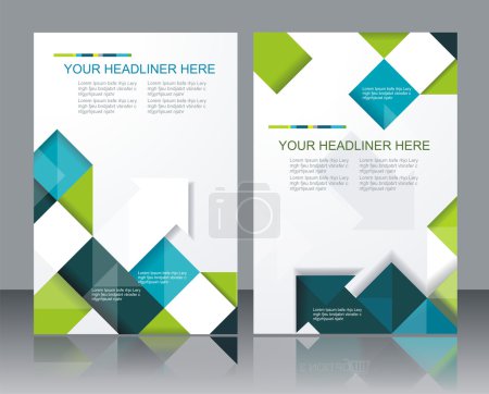 Illustration for Vector brochure template design with cubes and arrows elements. - Royalty Free Image