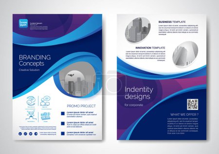 Illustration for Template vector design for Brochure, AnnualReport, Magazine, Poster, Corporate Presentation, Portfolio, Flyer, infographic, layout modern with color size A4, Front and back, Easy to use. - Royalty Free Image