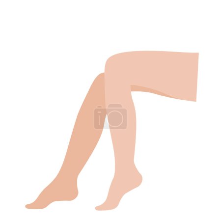 Illustration for Beauty female legs. Barefoot silhouette of woman feet. Banner for fashion spa or cosmetics. Depilation or epilation concept. Elegant and sexy feet flat vector isolated illustration on white background - Royalty Free Image