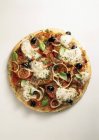 Pizza Margherita with mozzarella and olives — Stock Photo