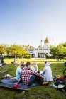 Group of friends enjoying at park — Stock Photo