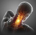 Male silhouette with neck pain, digital illustration. — Stock Photo