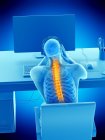 Stressed office worker with back pain in rear view, conceptual illustration. — Stock Photo