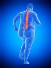 Obese male runner body with back pain, conceptual illustration. — Stock Photo