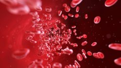 Erythrocytes and leukocytes blood cells in human blood vessel, digital illustration. — Stock Photo