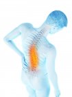 Male silhouette with back pain in high angle view, conceptual illustration. — Stock Photo