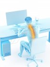 Back pain of office worker sitting and working at desk, conceptual illustration. — Stock Photo