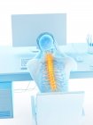 Stressed office worker with back pain in rear view, conceptual illustration. — Stock Photo