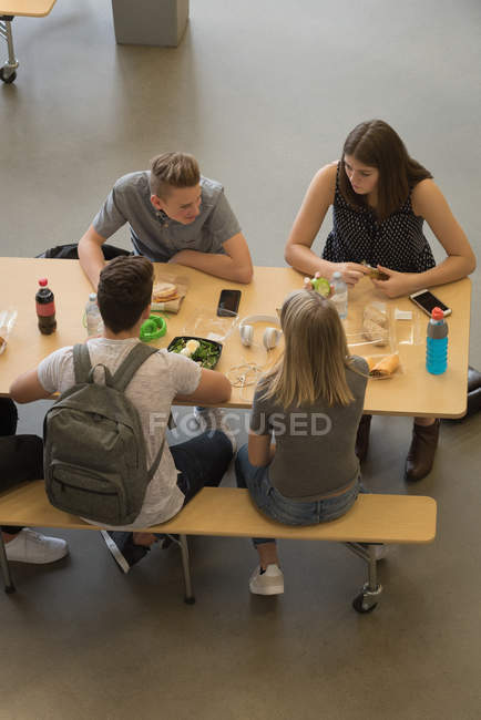 High angle view of university students having lunch — Stock Photo