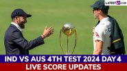 AUS 228/9 in 82 Overs (Lead By 333 Runs) | India vs Australia 4th Test 2024 Day 4 Highlights: Australia Gain Formidable Lead After Late Partnerships; Jasprit Bumrah Grabs Spotlight on Action-Packed Day