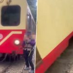 Tourist Gets Hit by Running Train While Posing for Selfie on Railway Tracks in Taiwan, Dramatic Videos Show Traveller Sustaining Minor Injuries (Watch)