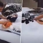 Texas: Police Launch Investigation After Port Arthur Man Uses His 3-Month-Old Baby To Wipe Snow off His Car and Shares Clip on TikTok (Watch Video)