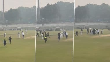 Three Fans Breach Security To Meet Virat Kohli During Delhi vs Railways Ranji Trophy 2024-25 Match At Arun Jaitley Stadium (Watch Video)