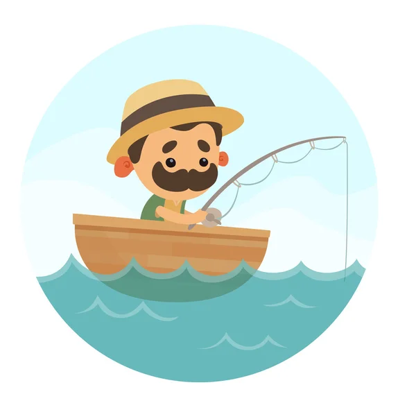 Cartoon Fisherman in boat