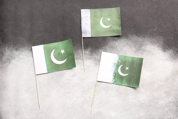 Pakistan flags on black and white background