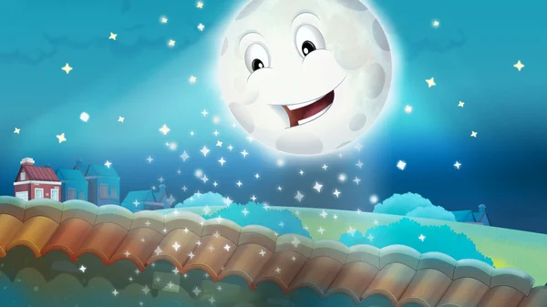 shining moon on sky Cartoon happy scene | Stock Images Page | Everypixel