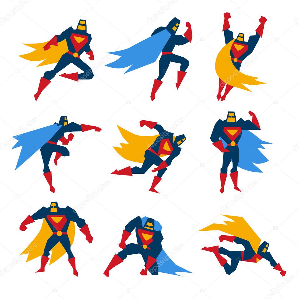 Superman Poses Set Vector Ilustración Vector de stock por ©TopVectors ...