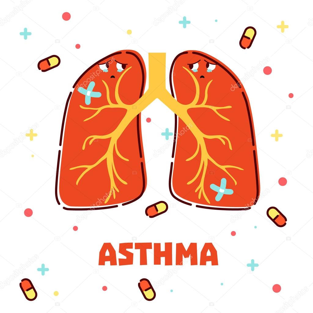 Asthma concept with cartoon lungs Stock Illustration by ©Naumas #118942964