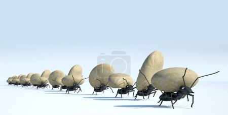 Foto de Trabajo conceptual, equipo de hormigas moviendo piedras - Imagen libre de derechos