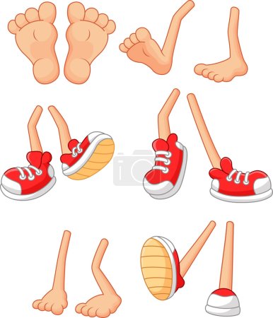 Illustration for Cartoon walking feet on stick legs in various positions - Royalty Free Image