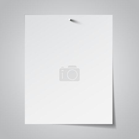 Illustration for White paper attached with nail. Vector illustration - Royalty Free Image