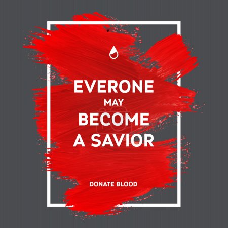 Illustration for Creative Donate blood motivation information donor poster. Blood Donation. World Blood Donor Day banner. Red stroke and text. Medical design elements. Grunge texture. - Royalty Free Image