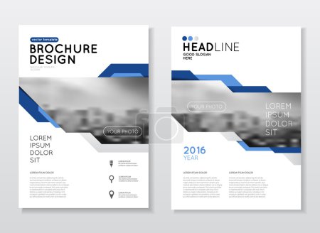 Illustration for Business Brochure design. Annual report vector illustration template. A4 size corporate business catalogue cover. Business presentation with photo and geometric graphic elements - Royalty Free Image