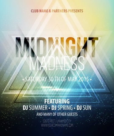 Illustration for Midnight Madness Party. Template poster. Vector illustration EPS 10 - Royalty Free Image