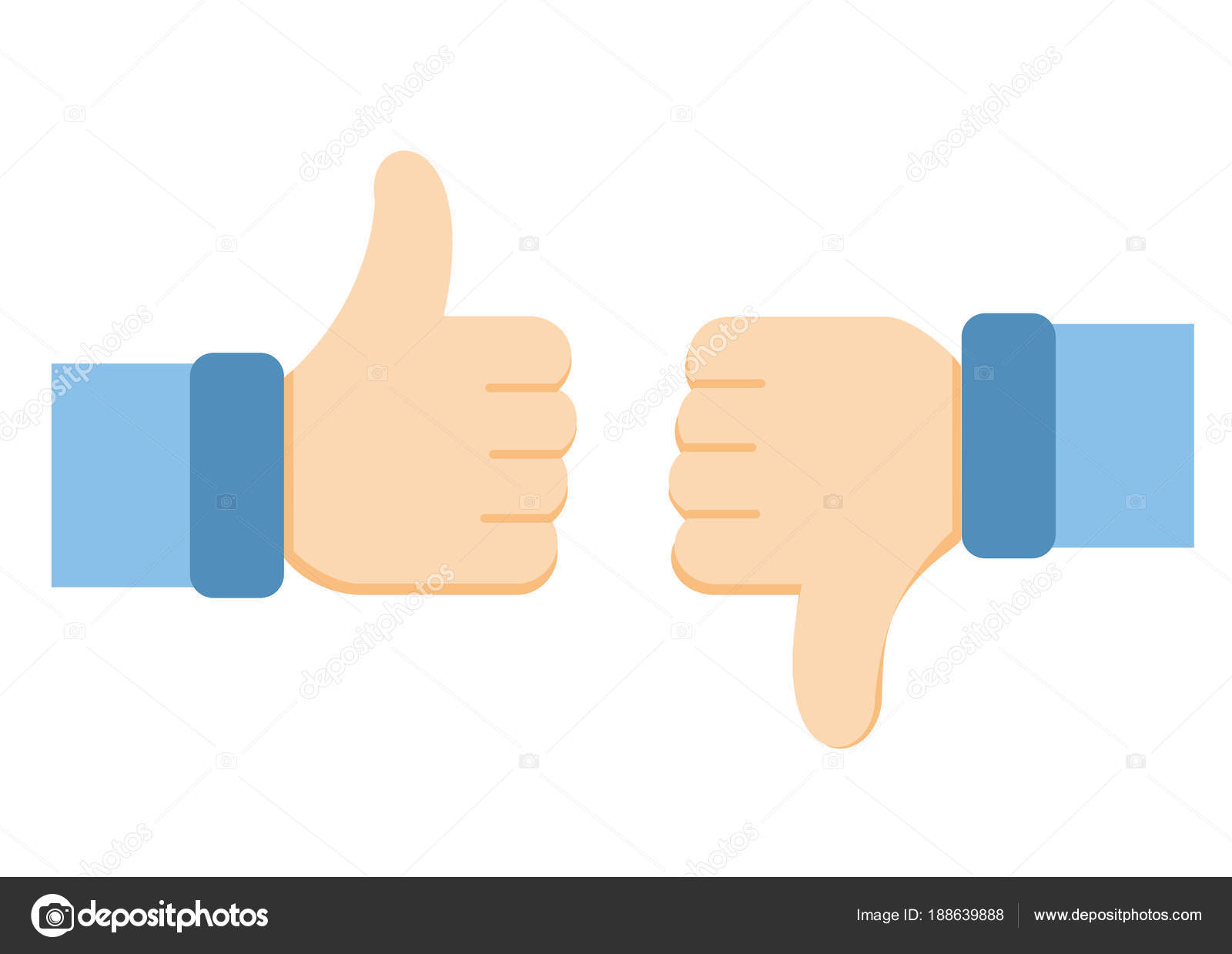 Vector illustration of like and dislike icons. Thumbs up and thumbs ...