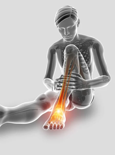 3d Illustration of Male foot with ankle pain