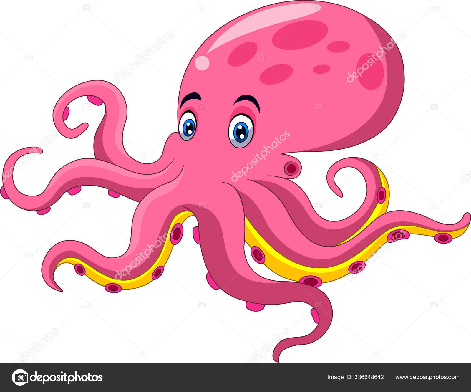 Bonita Caricatura Pulpo Sobre Fondo Blanco Vector de stock por ...