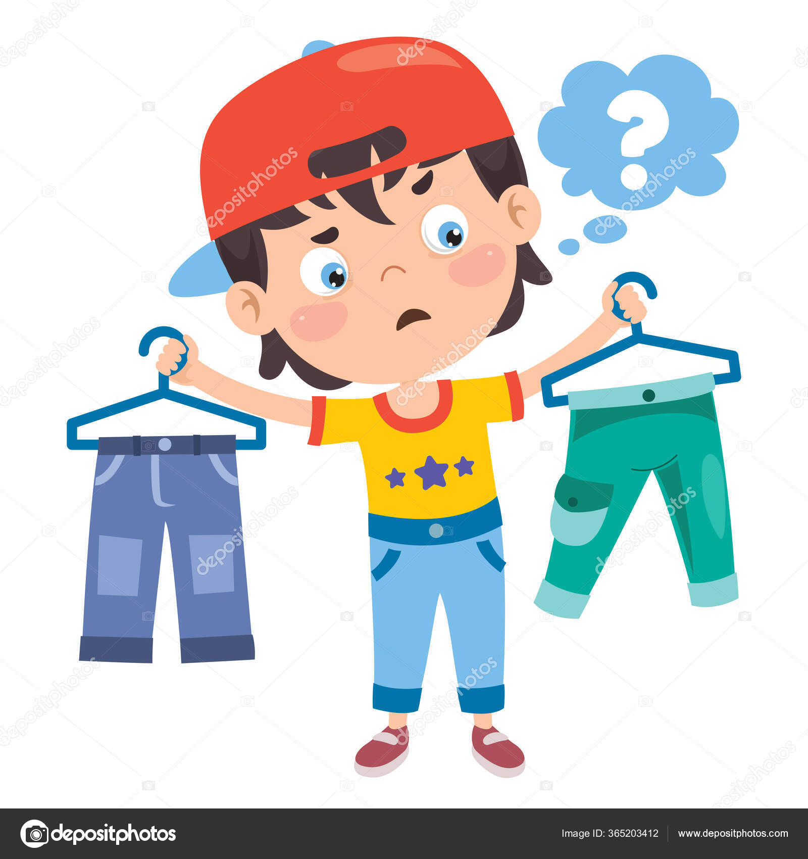 Boy Putting On Clothes Clipart