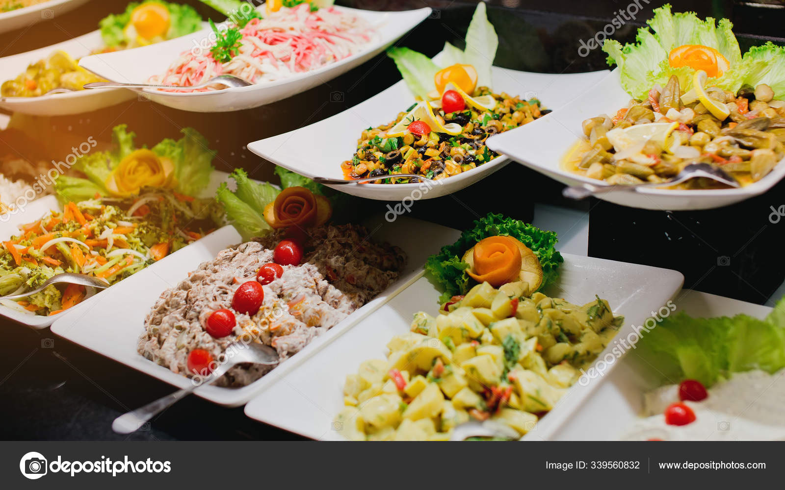 Culinary Event Food Background Close Catering Buffet Food Hotel Restaurant  Stock Photo by ©Kucheruk 339560832