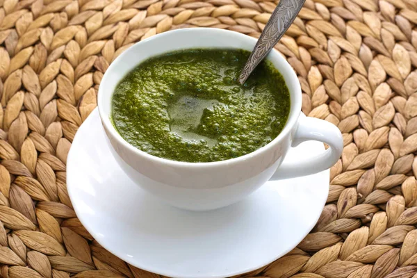 Green powder tea super food. Moringa green tea. Healthy lifestyle.