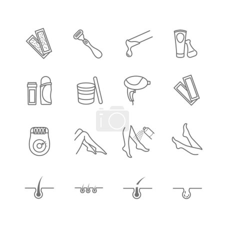 Illustration for Epilation web icon vector set for your design - Royalty Free Image