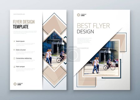 Illustration for Flyer design. Corporate business report cover, brochure or flyer design. Leaflet presentation. Teal Flyer with abstract circle, round shapes background. Modern poster magazine, layout, template. A4 - Royalty Free Image