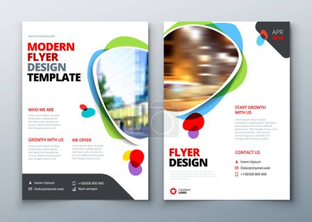 Illustration for Flyer template layout design. Business flyer, brochure, magazine or flier mockup in bright colors. Vector - Royalty Free Image