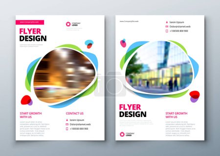 Illustration for Flyer template layout design. Business flyer, brochure, magazine or flier mockup in bright colors. Vector - Royalty Free Image